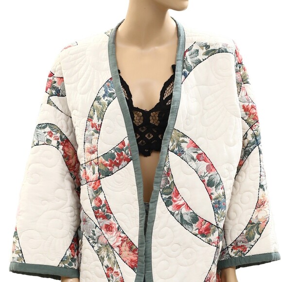 By Anthropologie Quilted Robe Jacket Top Floral Printed Long Sleeve S/M 285787 - Picture 6 of 9
